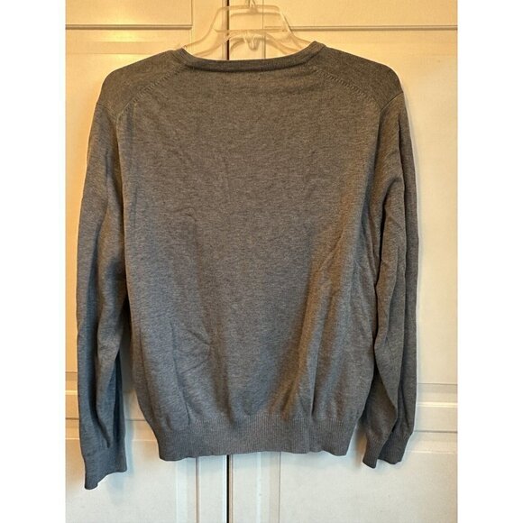 Lands End V Neck Sweater Mens Large Gray Pullover Wool 100% Supima Baumwoole - Picture 2 of 5